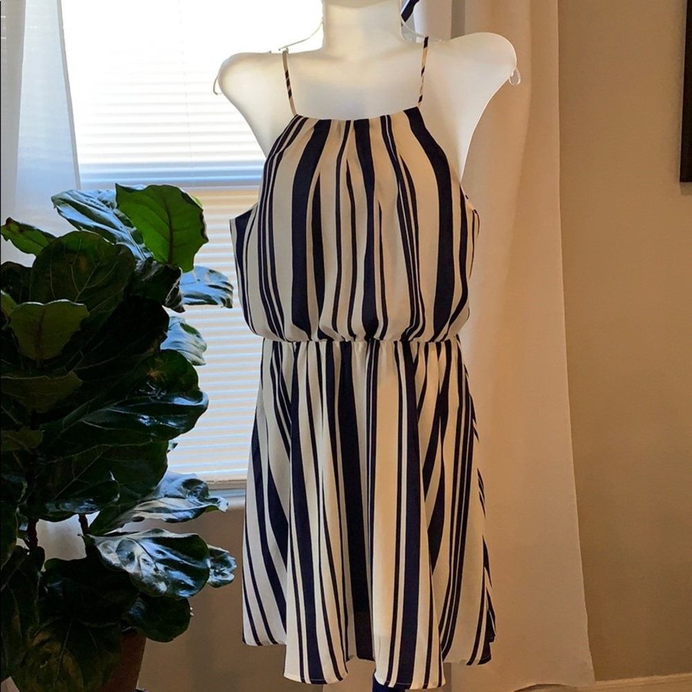 Navy blue striped dress size L